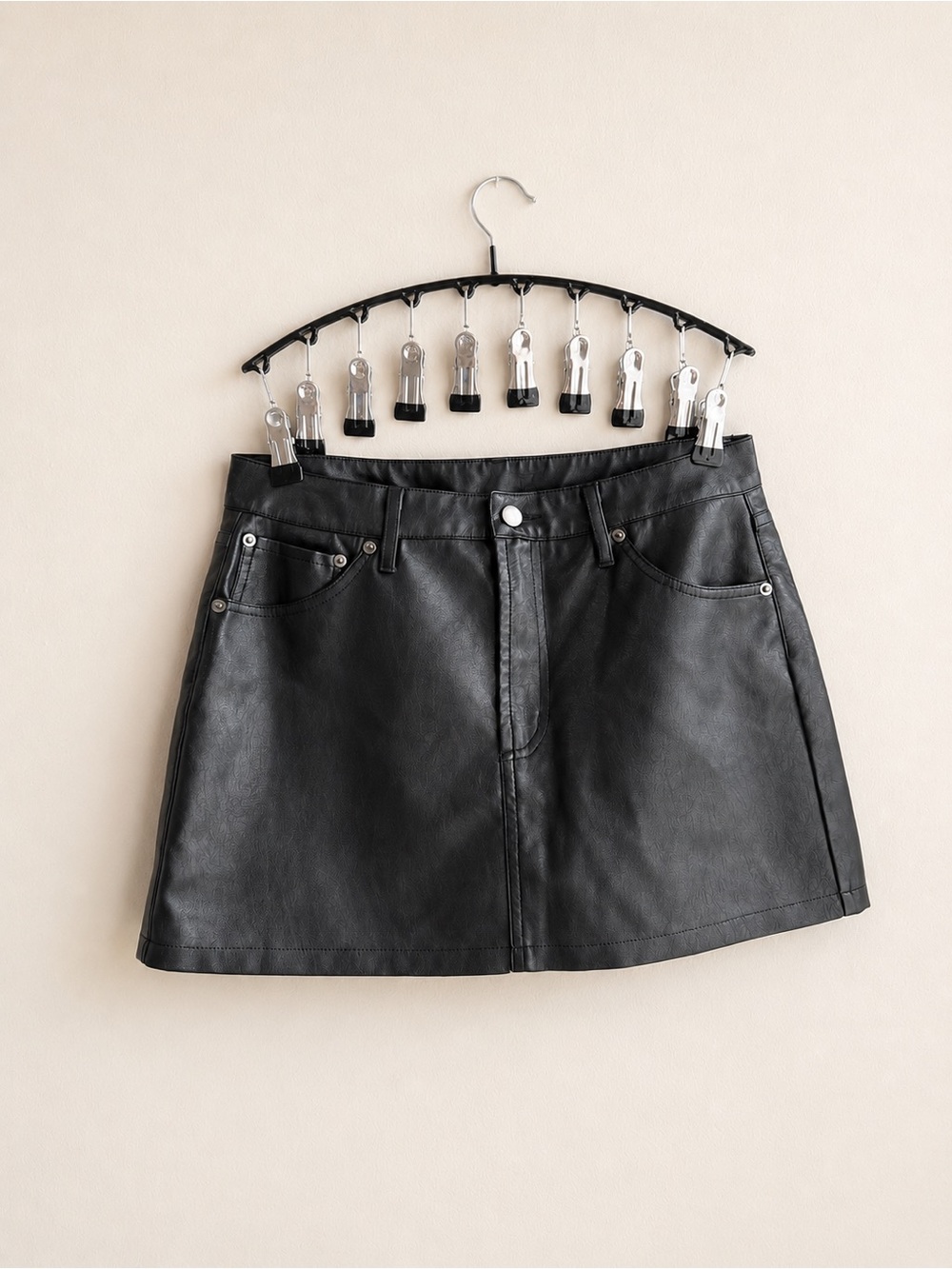 Olivaceous Black Faux Leather Mini Skirt